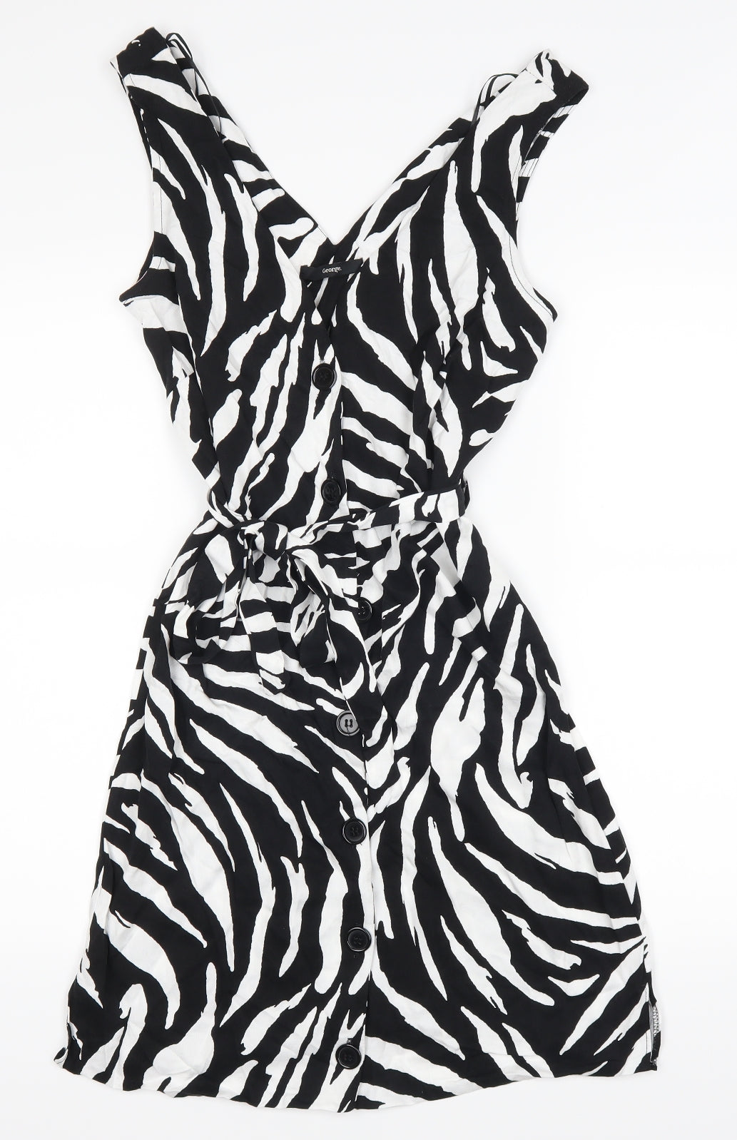 George Womens Black Animal Print  A-Line  Size 8