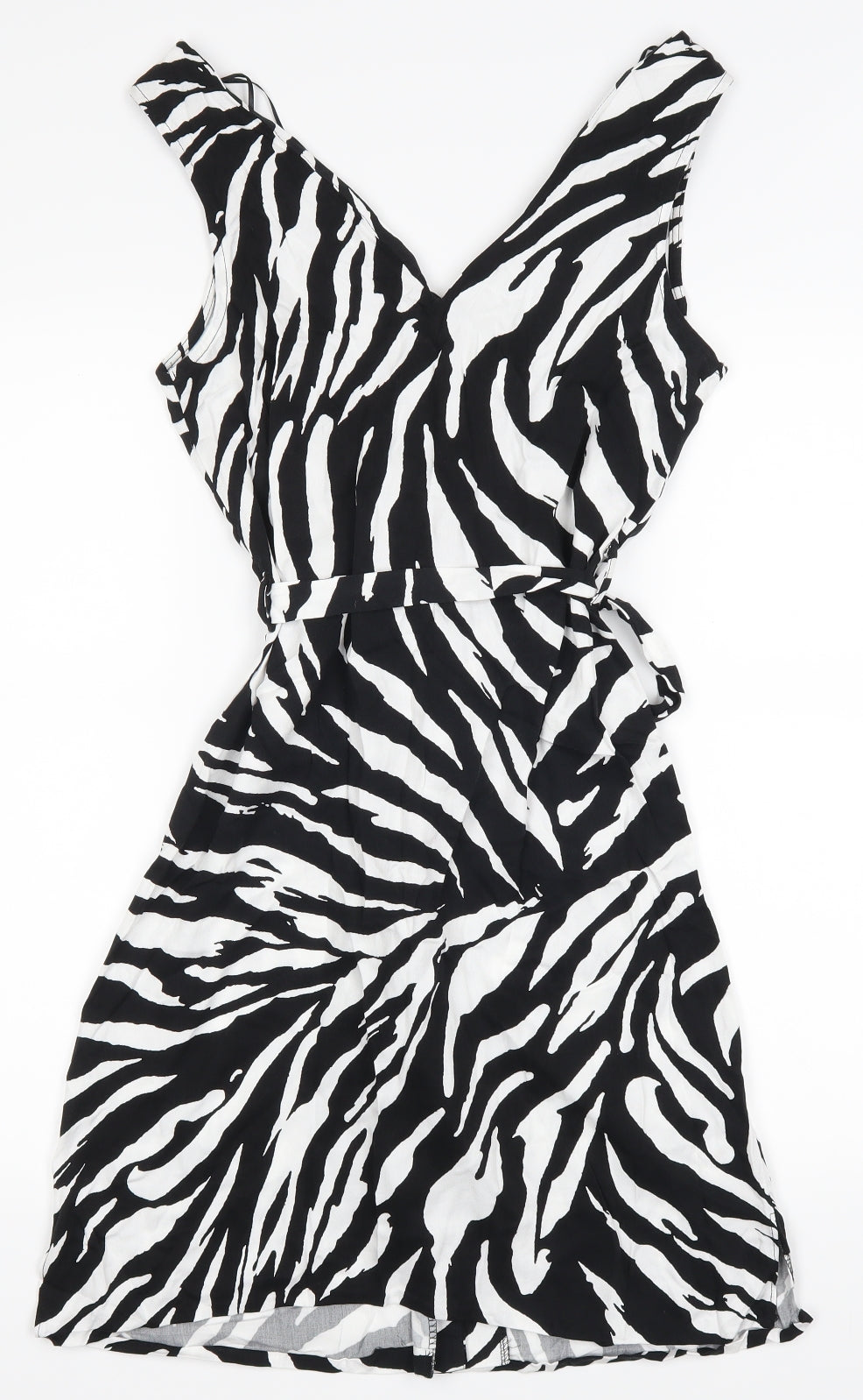 George Womens Black Animal Print  A-Line  Size 8