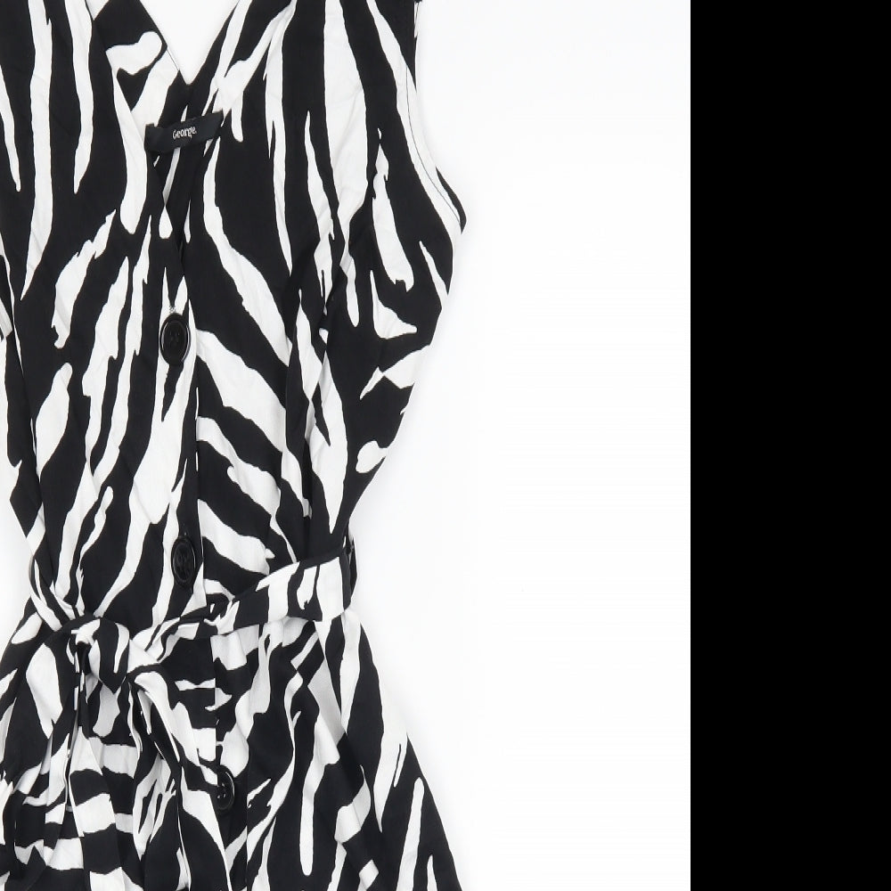 George Womens Black Animal Print  A-Line  Size 8