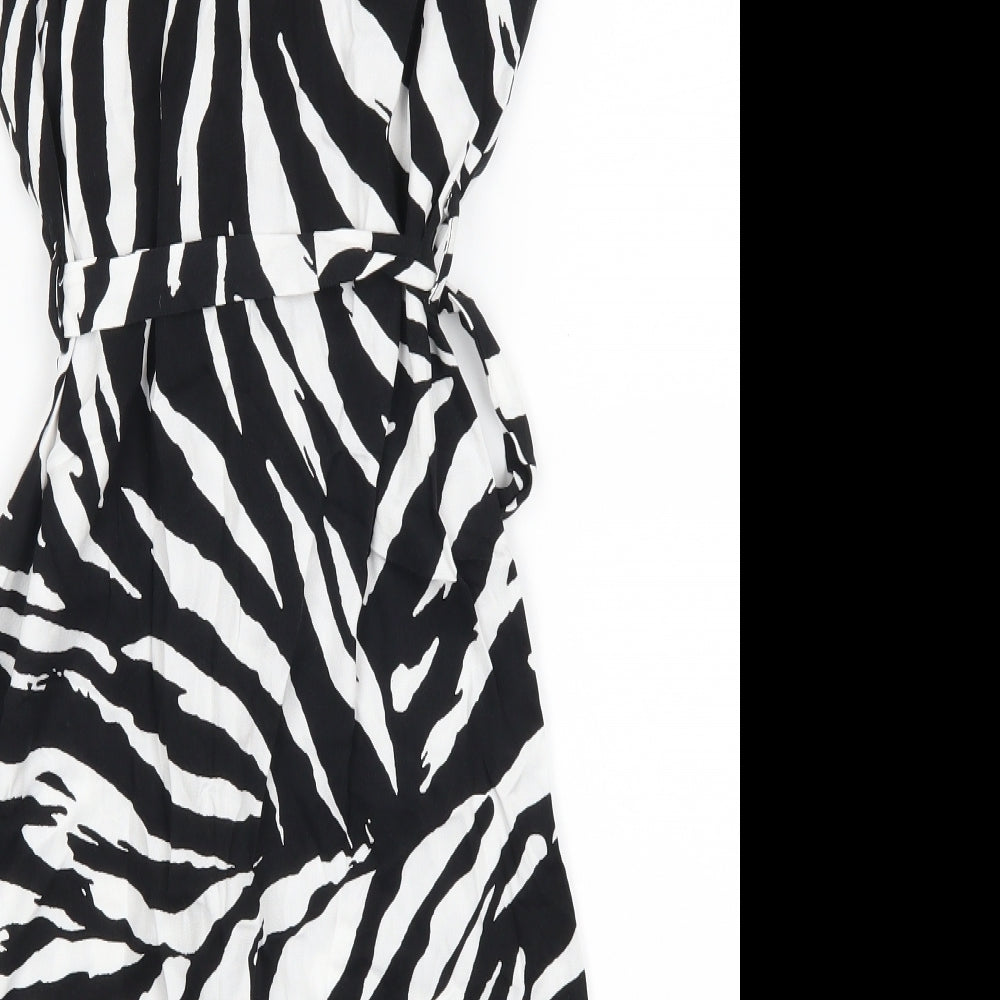 George Womens Black Animal Print  A-Line  Size 8