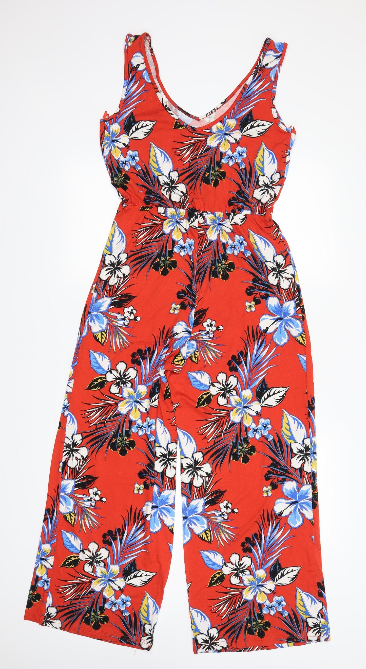 George Womens Orange Floral  Playsuit One-Piece Size S