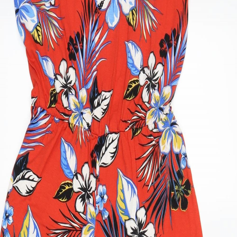 George Womens Orange Floral  Playsuit One-Piece Size S
