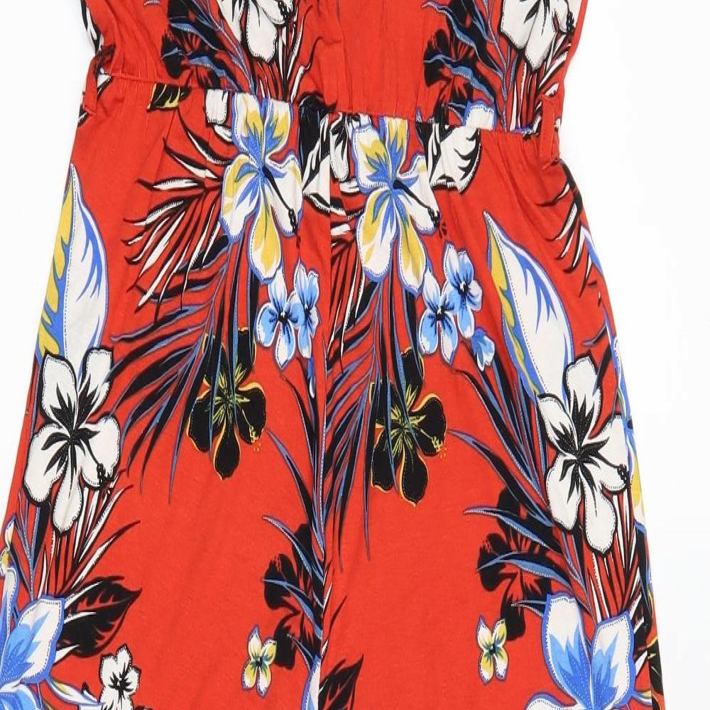 George Womens Orange Floral  Playsuit One-Piece Size S