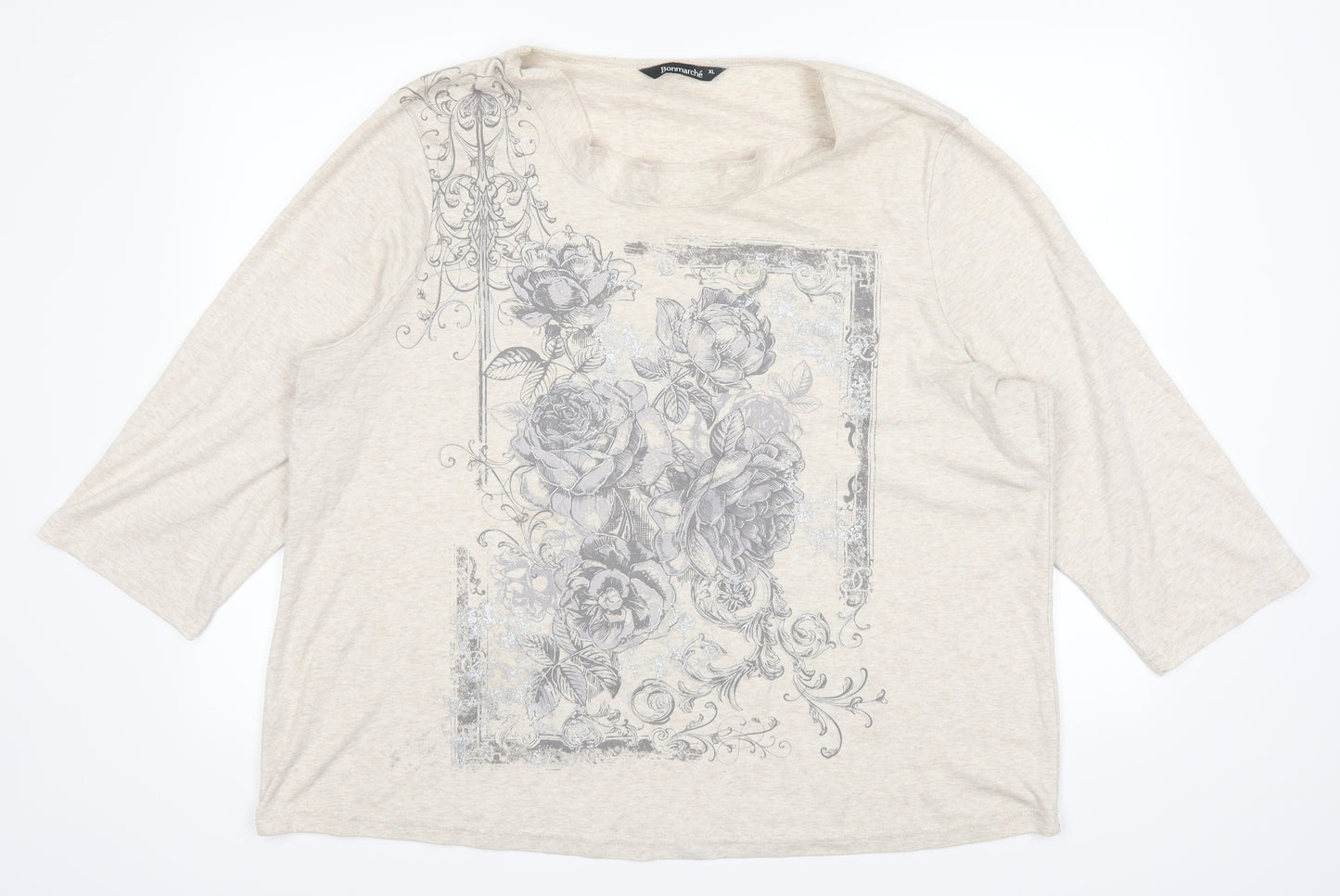Bon Marche Womens Ivory   Basic T-Shirt Size XL