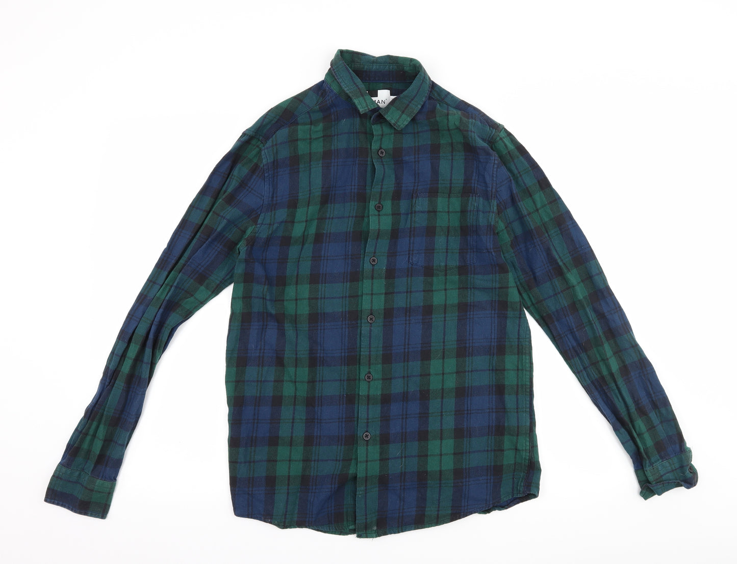 Topman Mens Green Check   Button-Up Size S