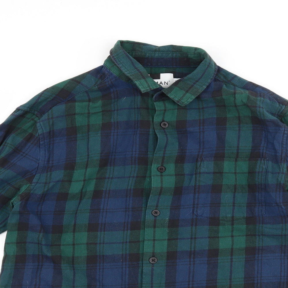 Topman Mens Green Check   Button-Up Size S