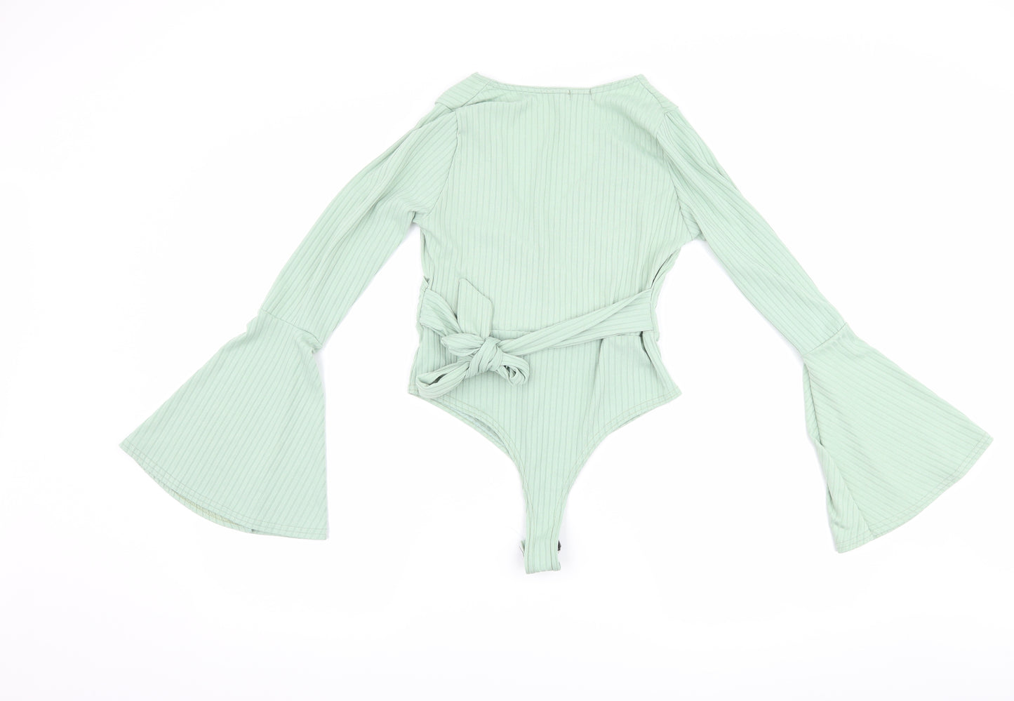 Boohoo Womens Green   Basic T-Shirt Size 6  - body suit with flared sleeves