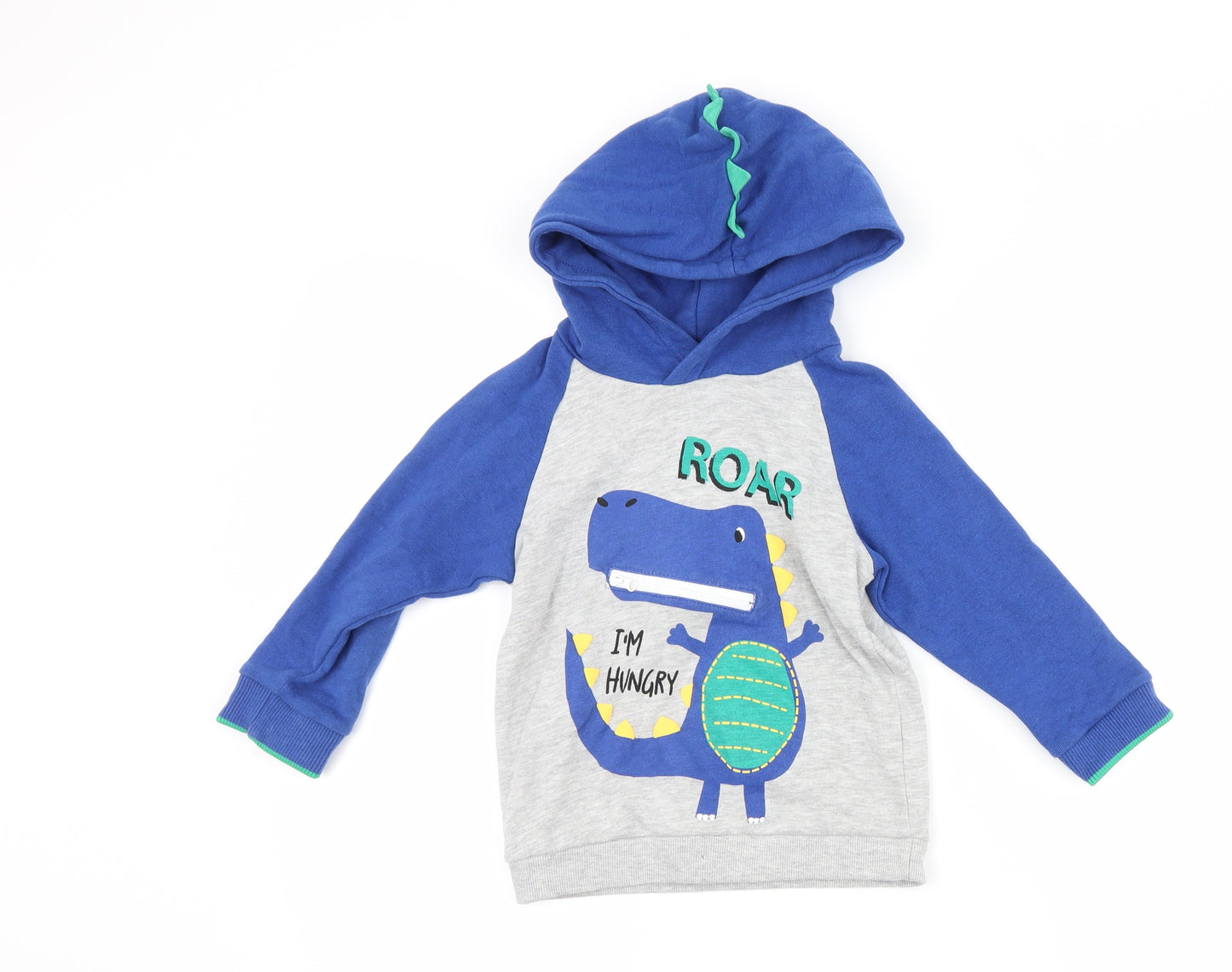 Matalan Boys Grey   Pullover Hoodie Size 4-5 Years  - DInosaur