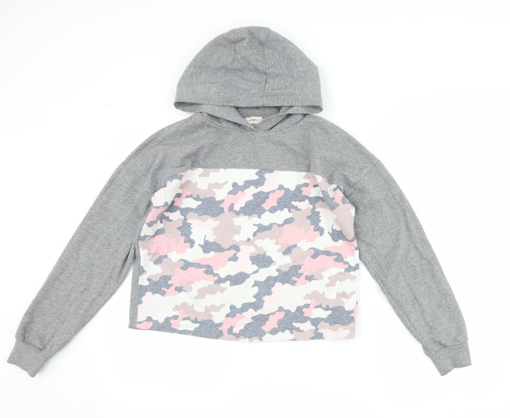 F&F Girls Grey Camouflage  Pullover Hoodie Size 12-13 Years