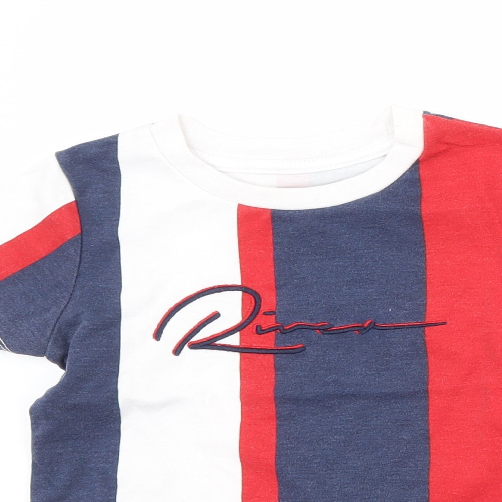 River Island Boys Red Striped  Basic T-Shirt Size 9-12 Months