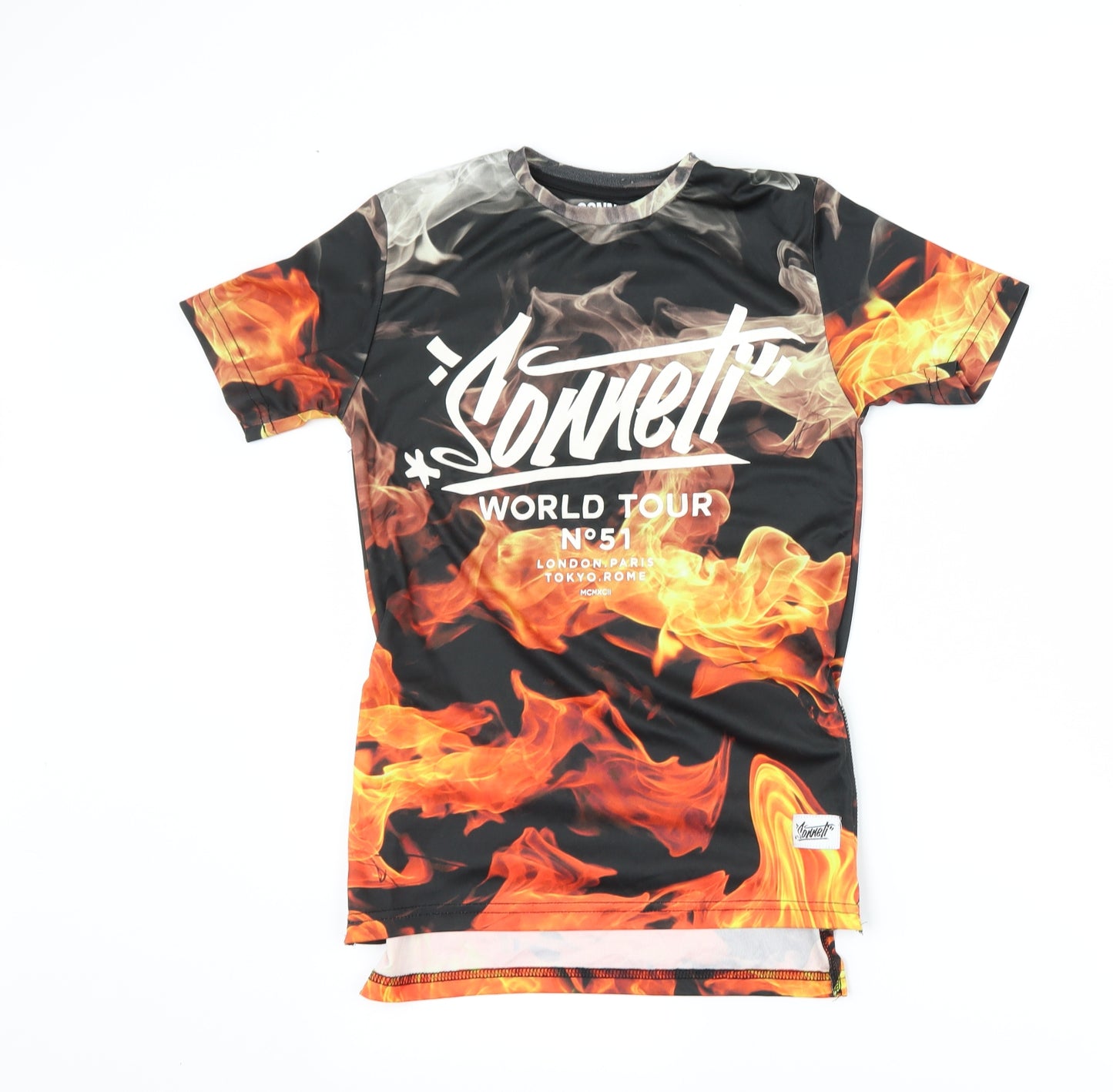 Sonetti Boys Black   Basic T-Shirt Size 8-9 Years  - flames