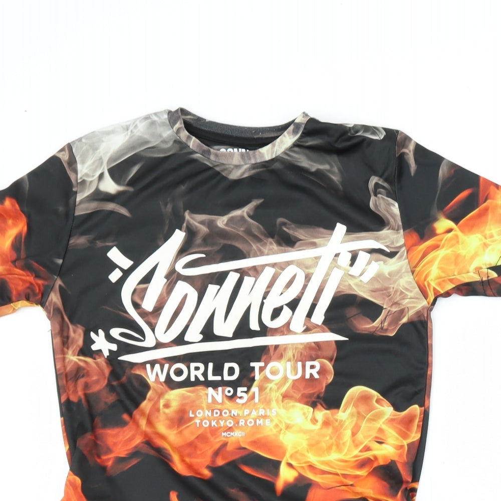 Sonetti Boys Black   Basic T-Shirt Size 8-9 Years  - flames