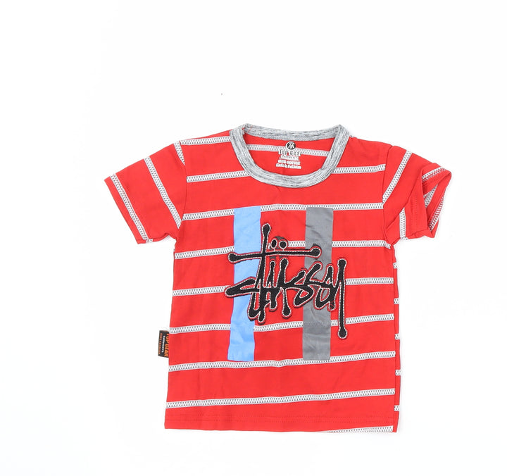 Top Gear Boys Red Striped Basic T-Shirt Size 9-12 Months