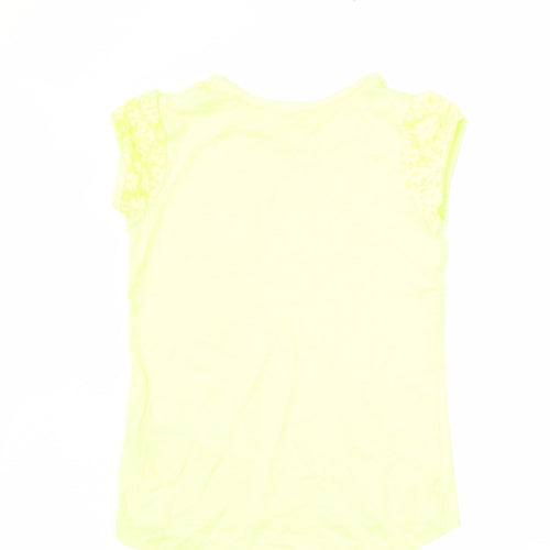 George Girls Yellow Floral  Basic T-Shirt Size 7-8 Years  - neon