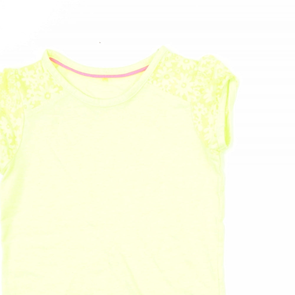 George Girls Yellow Floral  Basic T-Shirt Size 7-8 Years  - neon