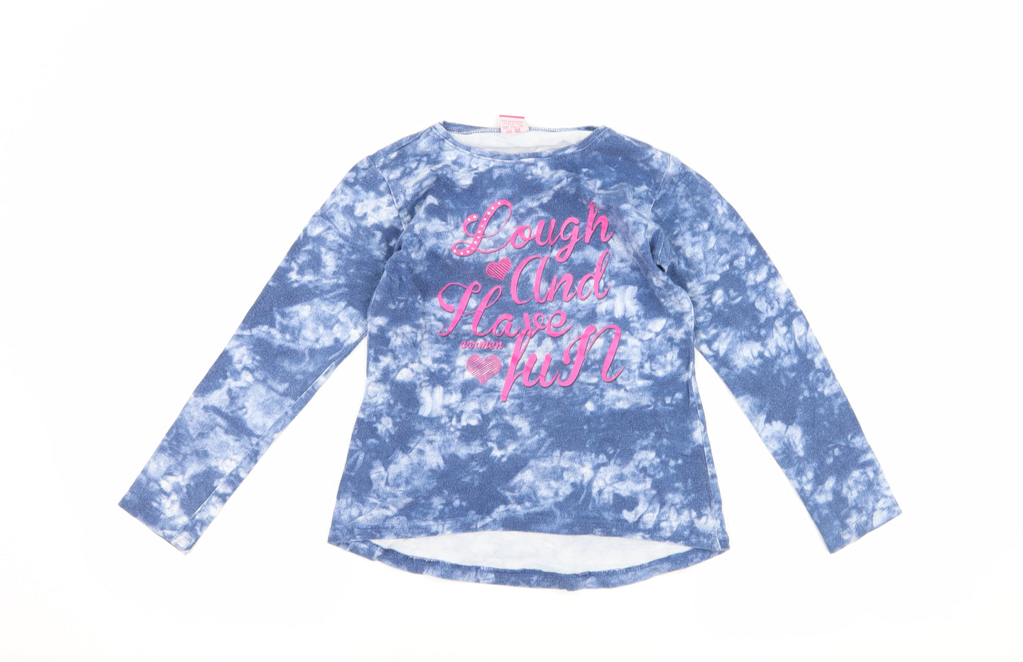 Carmen Girls Blue   Basic T-Shirt Size 8-9 Years  - acid wash slogan