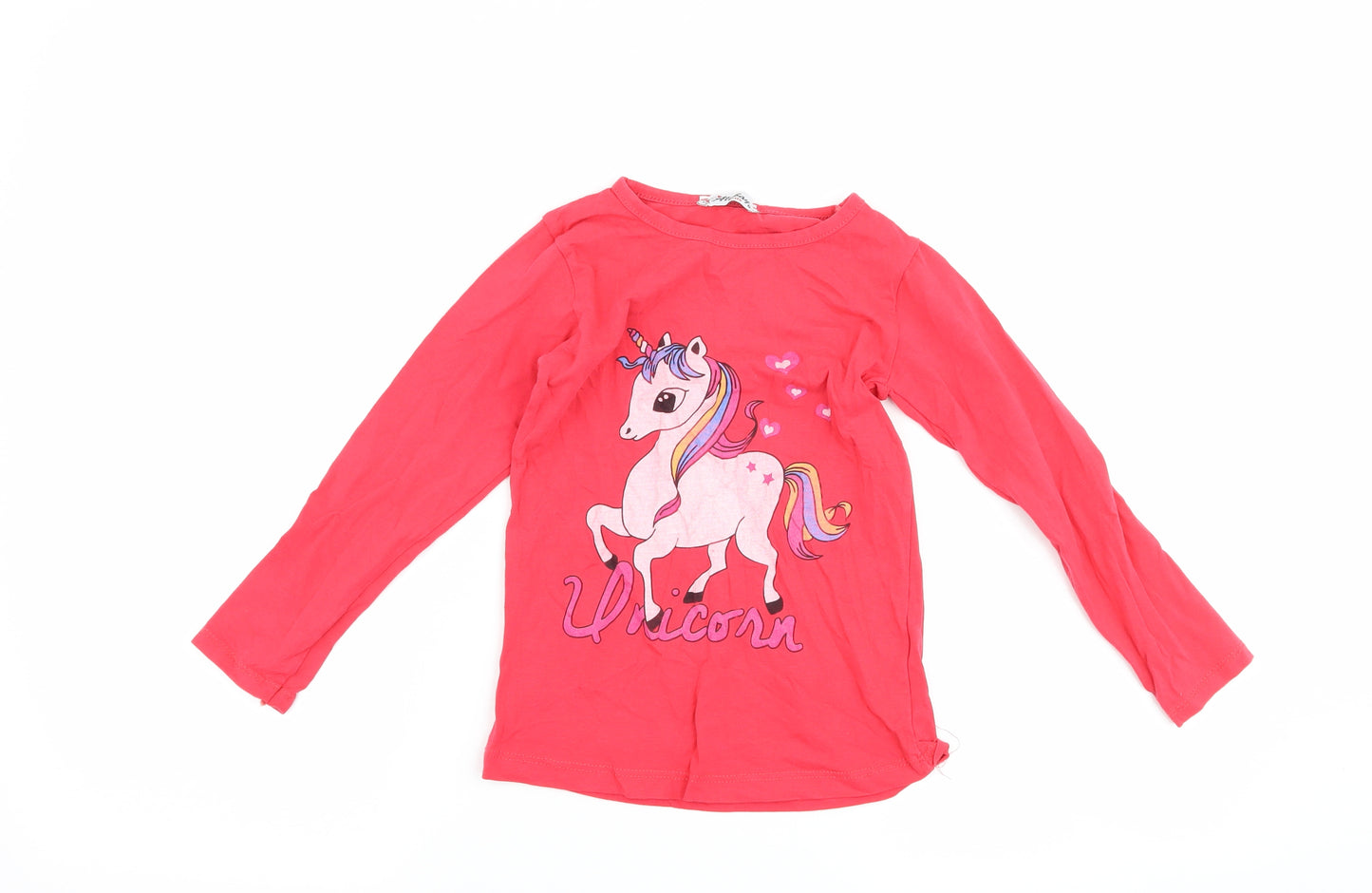 atabay Girls Pink   Basic T-Shirt Size 6-7 Years  - Unicorn