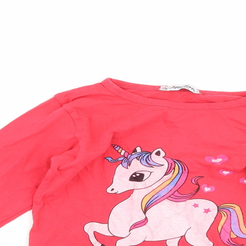 atabay Girls Pink   Basic T-Shirt Size 6-7 Years  - Unicorn