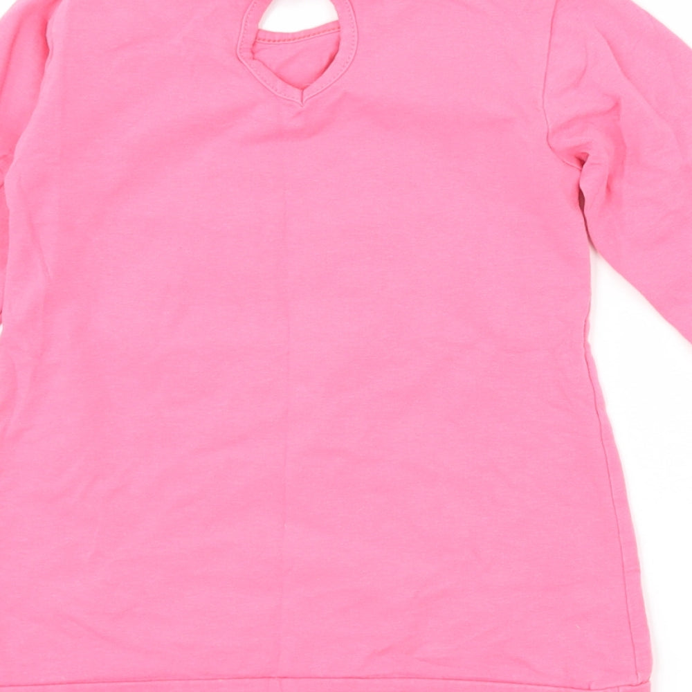 atabay Girls Pink   Basic T-Shirt Size 9-10 Years  - slogan