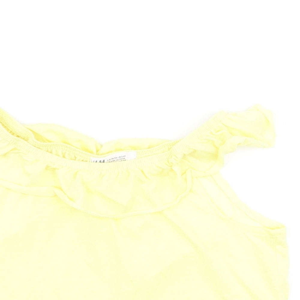 H&M Girls Yellow   Basic T-Shirt Size 3-4 Years