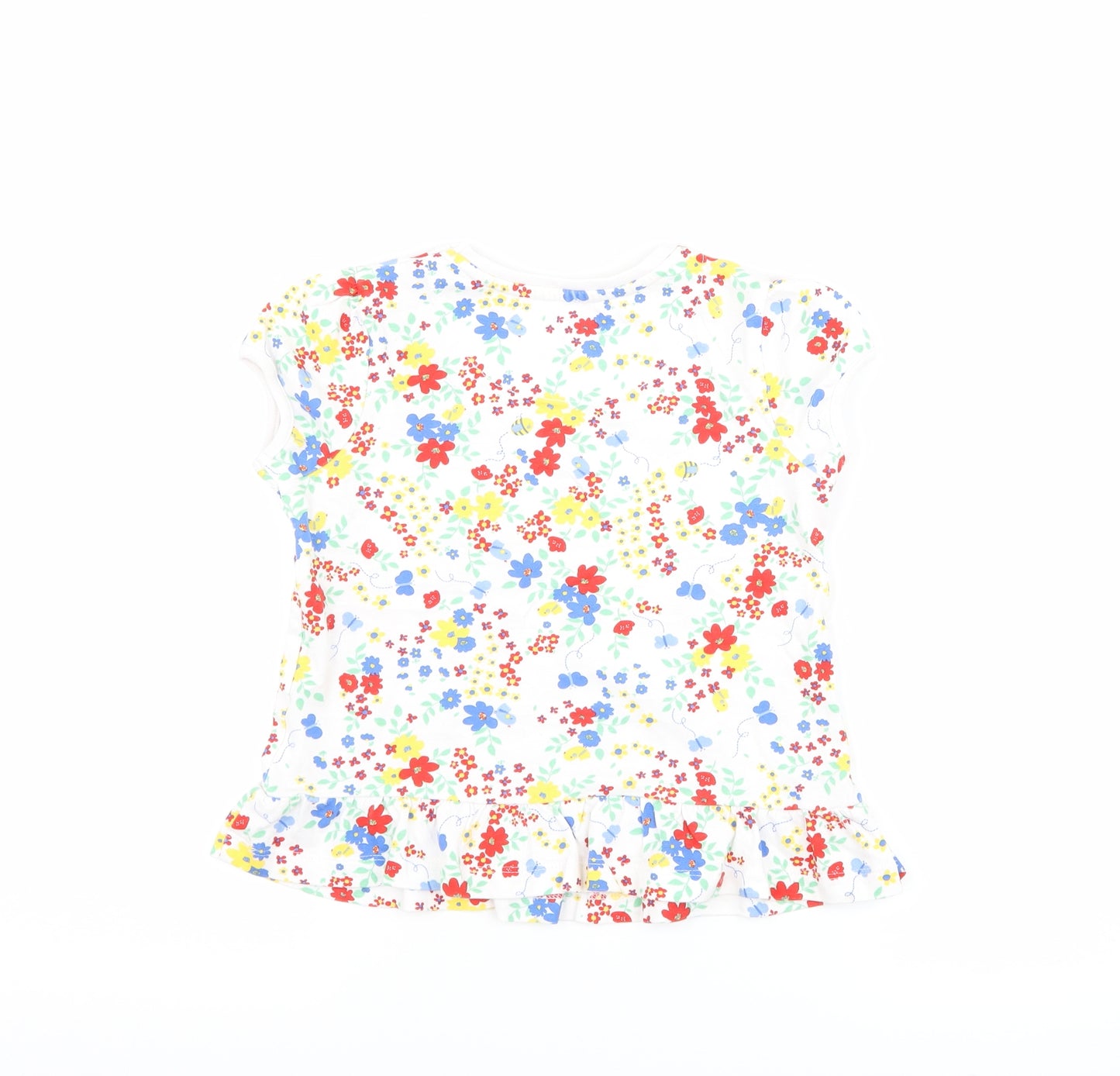 George Girls White Floral  Basic T-Shirt Size 5-6 Years