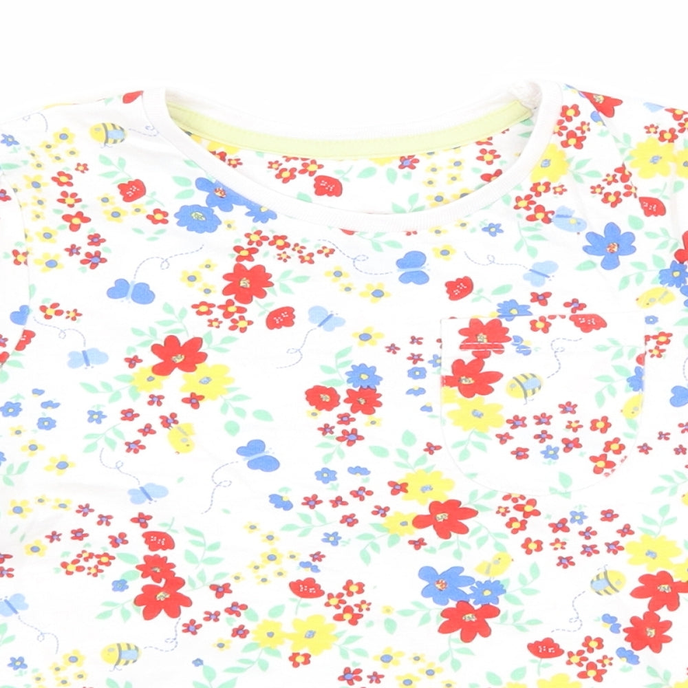 George Girls White Floral  Basic T-Shirt Size 5-6 Years