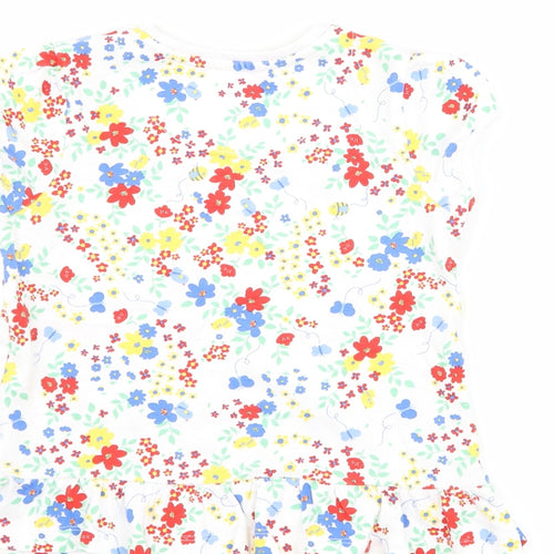 George Girls White Floral  Basic T-Shirt Size 5-6 Years
