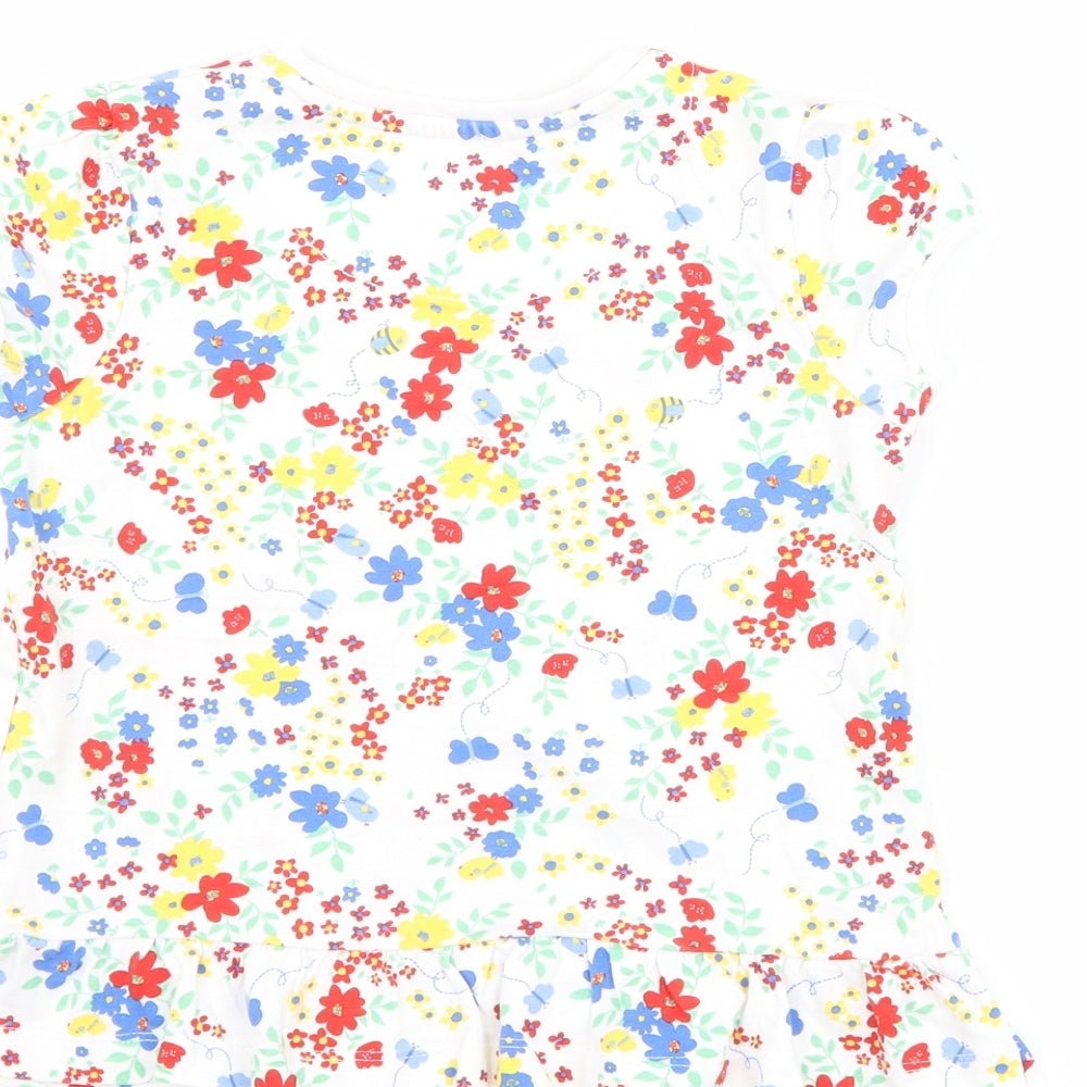 George Girls White Floral  Basic T-Shirt Size 5-6 Years