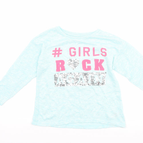 St Bernard Girls Blue   Basic T-Shirt Size 6 Years  - slogan