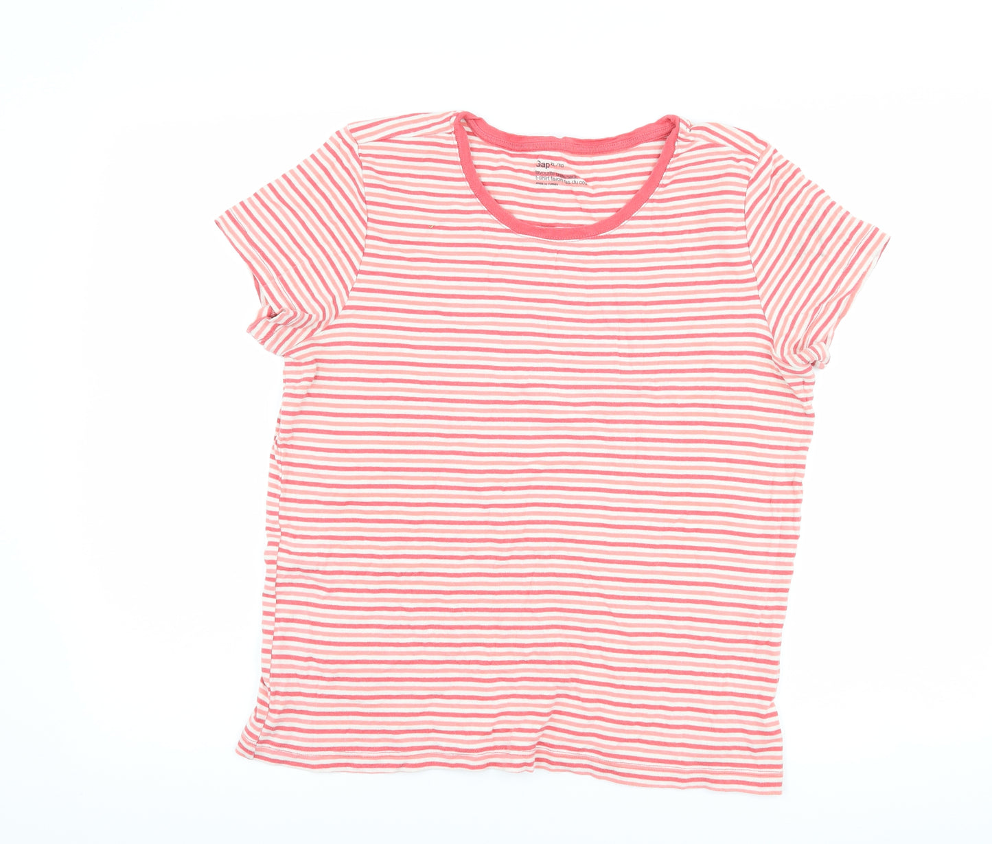 Gap Womens Pink Striped  Basic T-Shirt Size XL