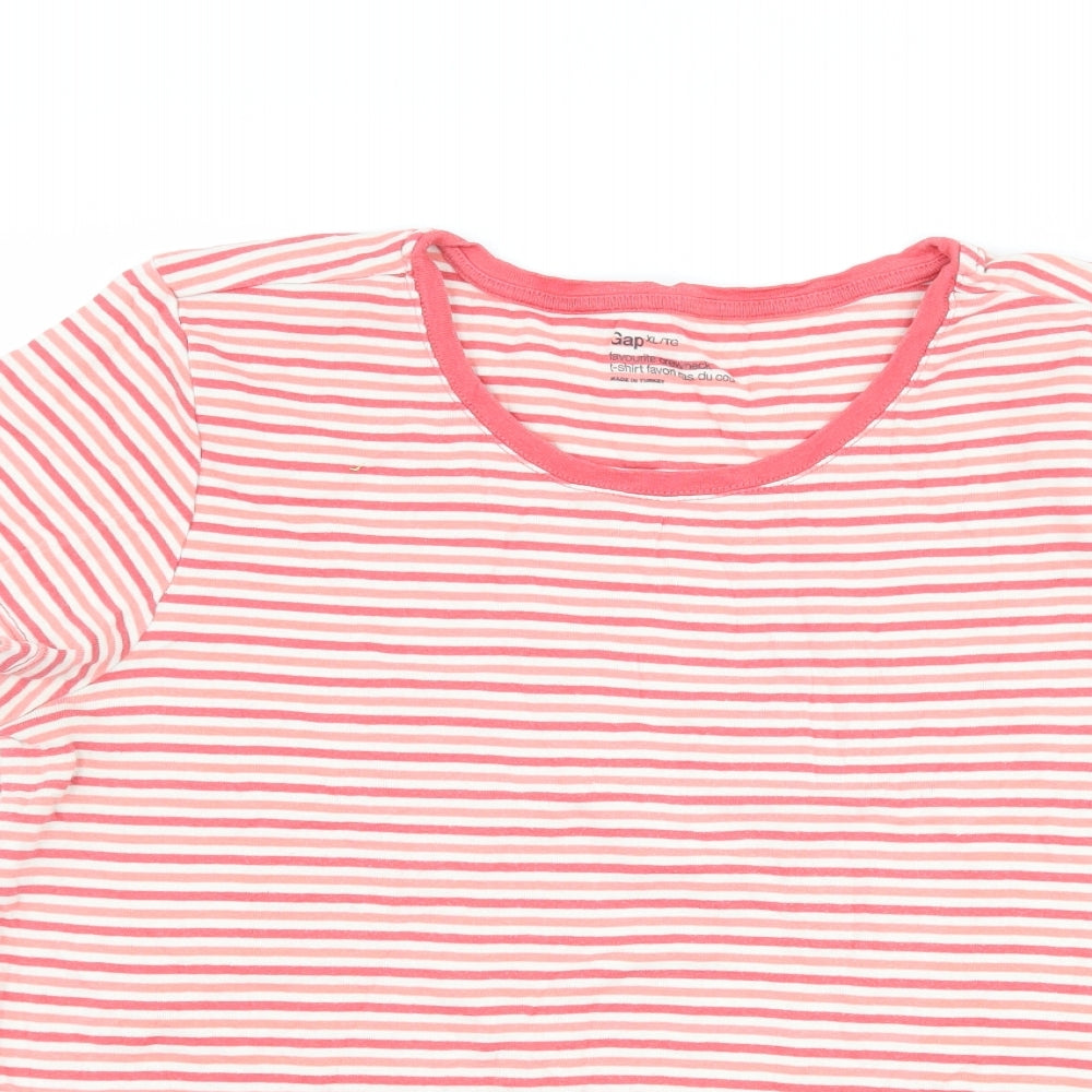 Gap Womens Pink Striped  Basic T-Shirt Size XL