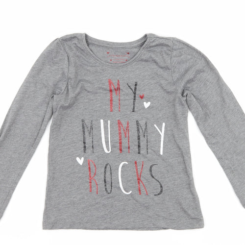Primark Girls Grey   Basic T-Shirt Size 6-7 Years  - my mummy rocks