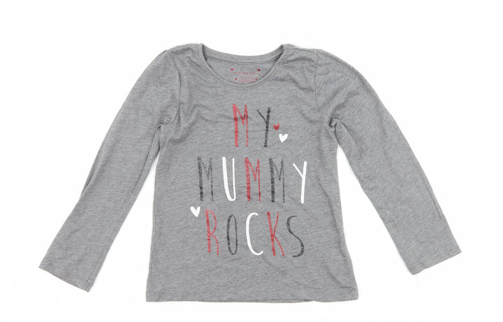 Primark Girls Grey Basic T-Shirt Size 6-7 Years - my mummy rocks