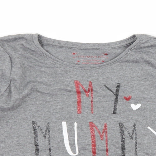 Primark Girls Grey   Basic T-Shirt Size 6-7 Years  - my mummy rocks