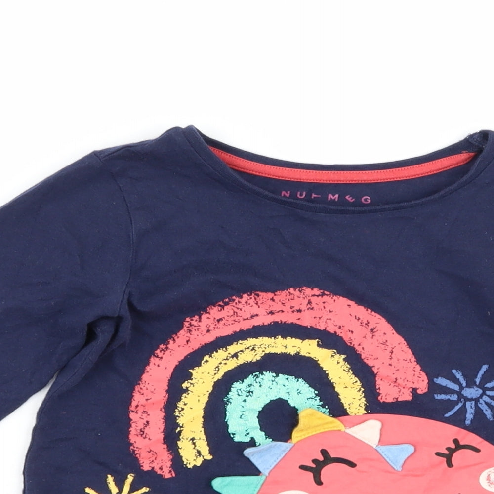 Nutmeg Girls Blue   Basic T-Shirt Size 5-6 Years  - DInosaur