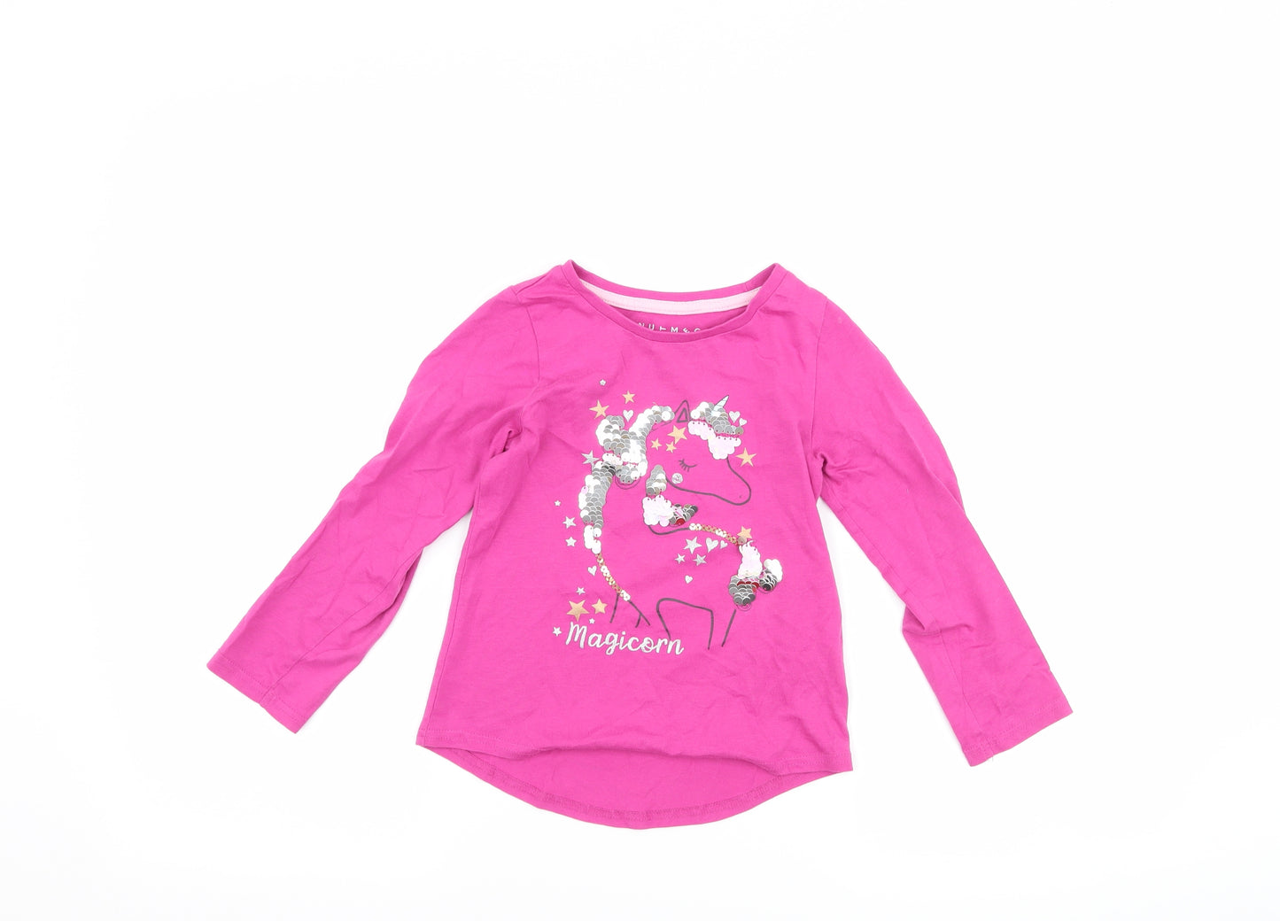 Nutmeg Girls Pink   Basic T-Shirt Size 5-6 Years  - Unicorn