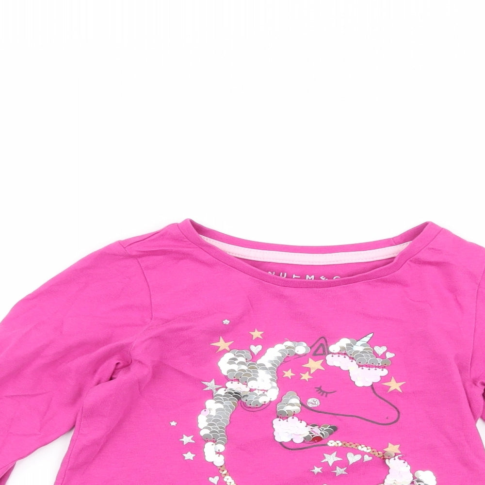 Nutmeg Girls Pink   Basic T-Shirt Size 5-6 Years  - Unicorn