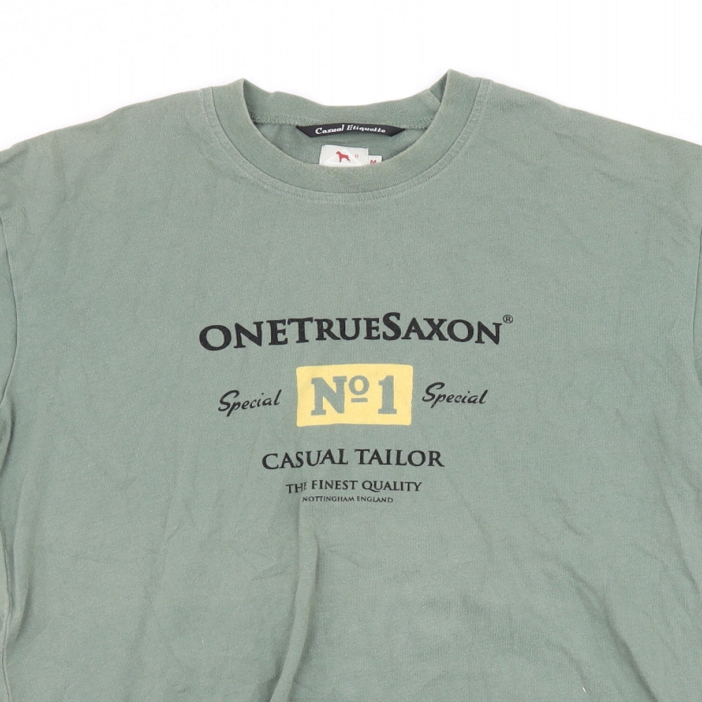 One True Saxon Mens Green    T-Shirt Size M  - graphic