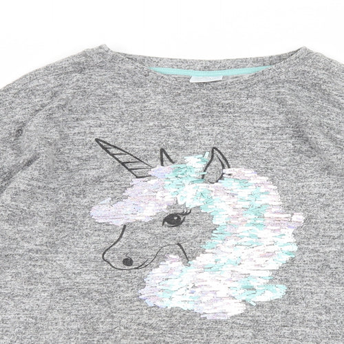 F&F Girls Grey   Pullover Sweatshirt Size 12-13 Years  - Unicorn