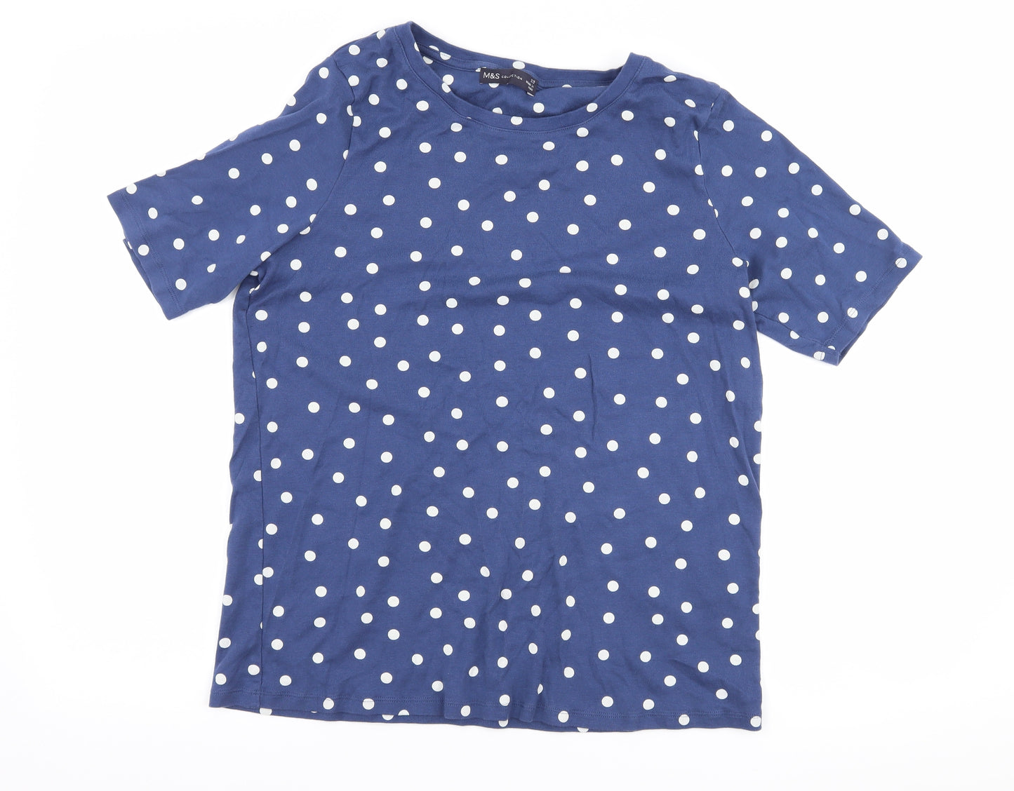 Marks and Spencer Womens Blue Polka Dot  Basic T-Shirt Size 20