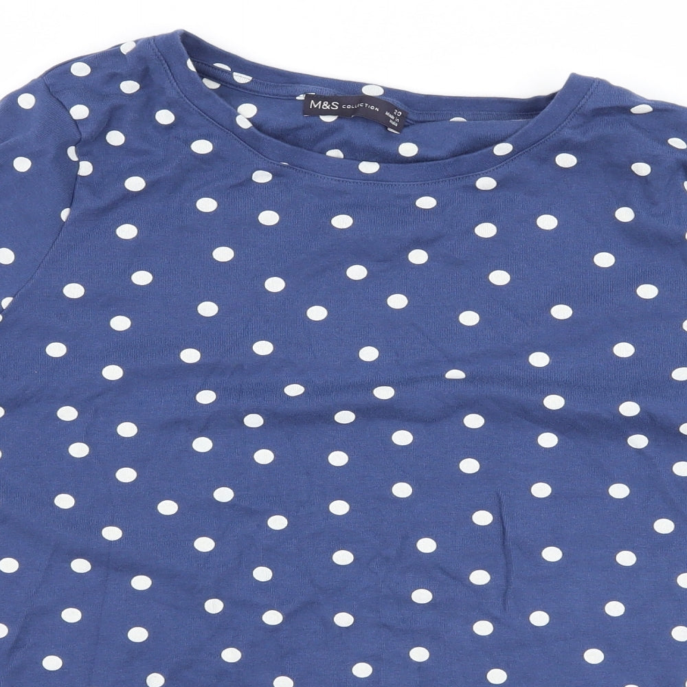 Marks and Spencer Womens Blue Polka Dot  Basic T-Shirt Size 20