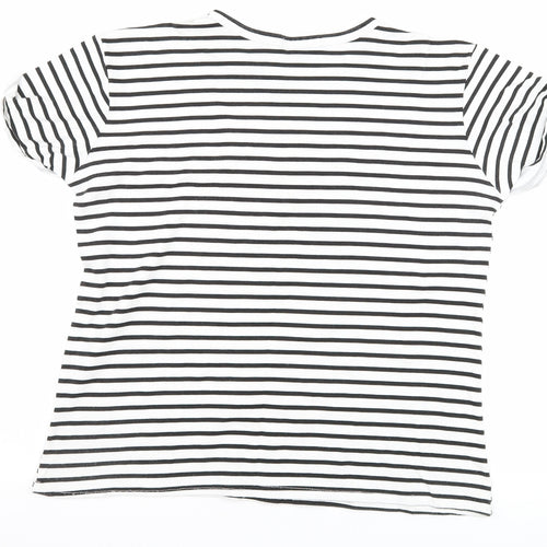 Quiz Womens Black Striped  Basic T-Shirt Size 12  - amour