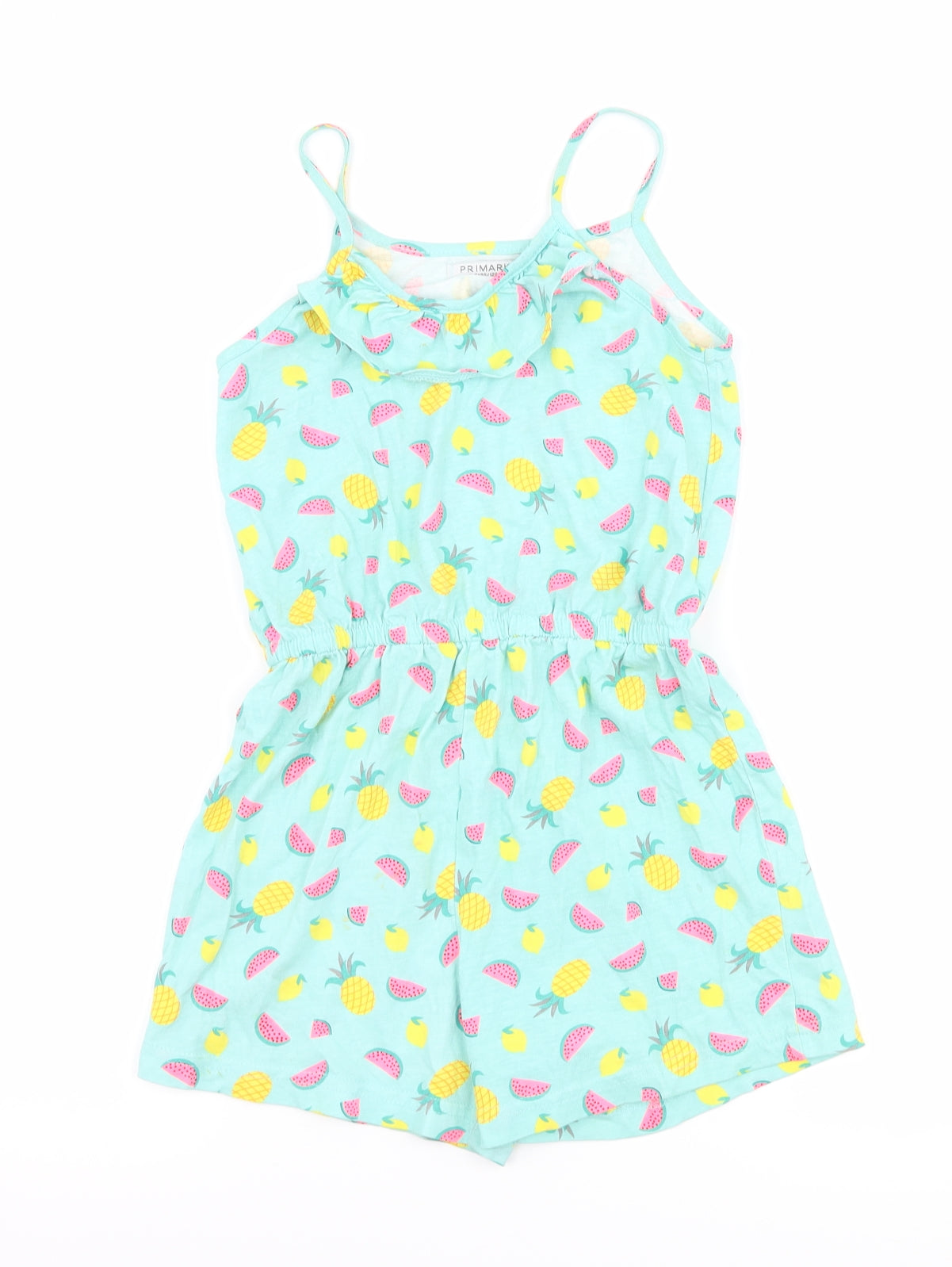 Primark Girls Blue   Playsuit One-Piece Size 7-8 Years  - Fruit Print
