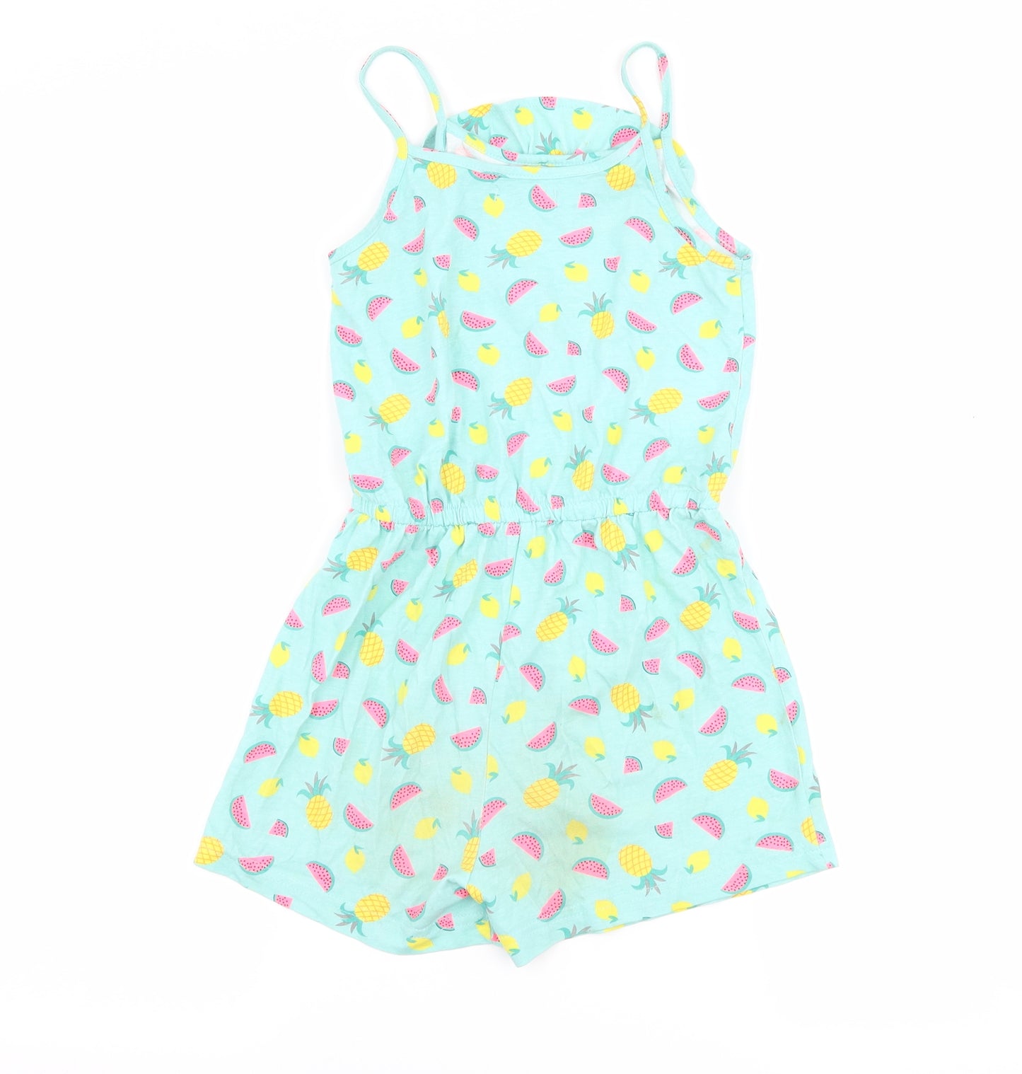 Primark Girls Blue   Playsuit One-Piece Size 7-8 Years  - Fruit Print