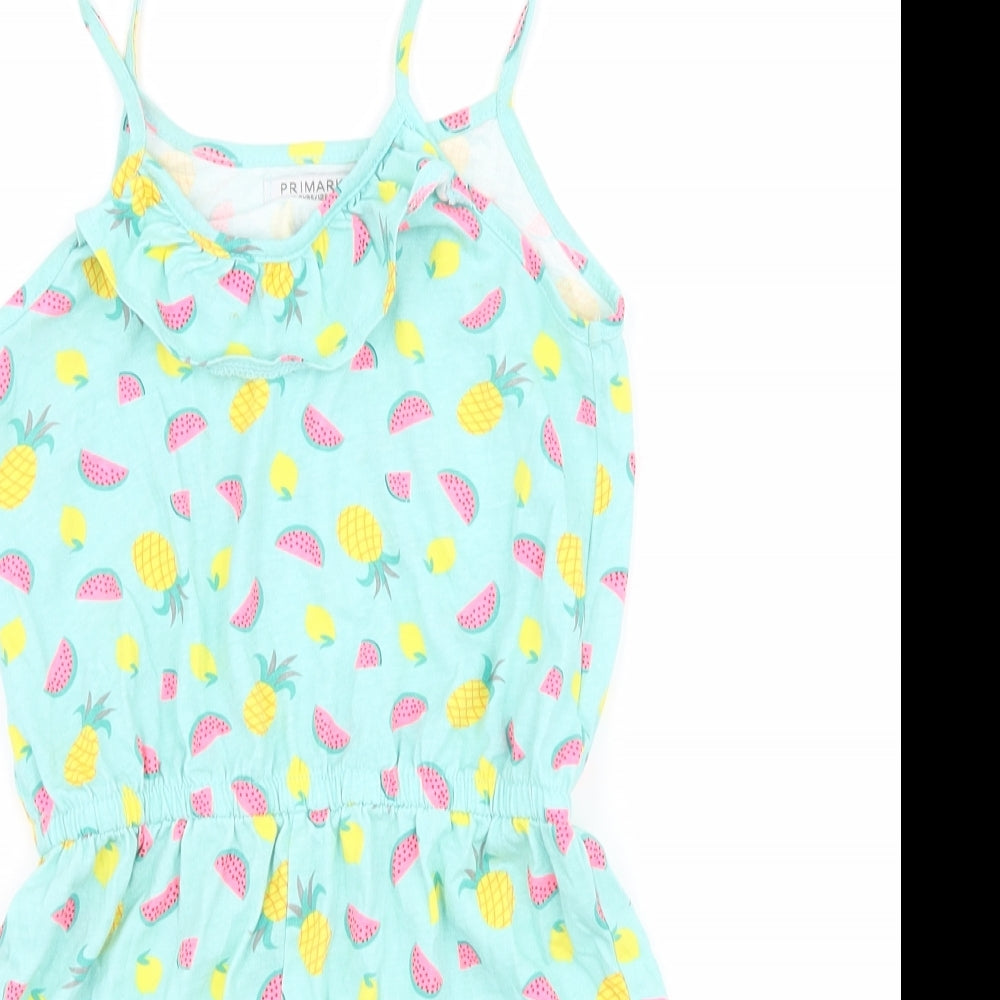 Primark Girls Blue   Playsuit One-Piece Size 7-8 Years  - Fruit Print