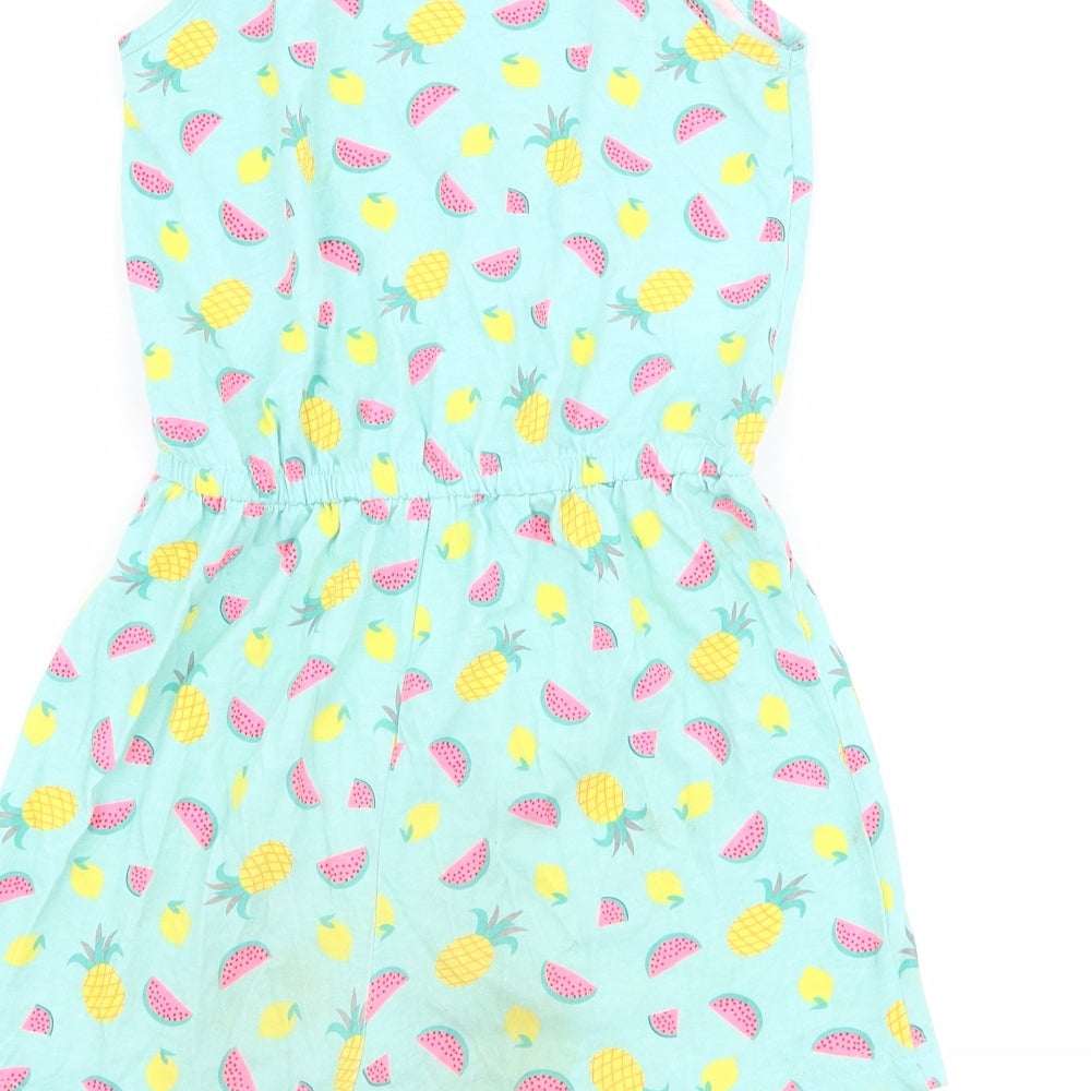 Primark Girls Blue   Playsuit One-Piece Size 7-8 Years  - Fruit Print