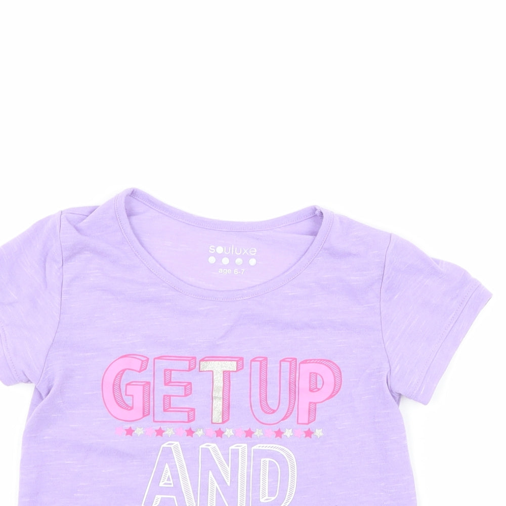 Soul Luxe Girls Purple   Basic T-Shirt Size 6-7 Years  - slogan