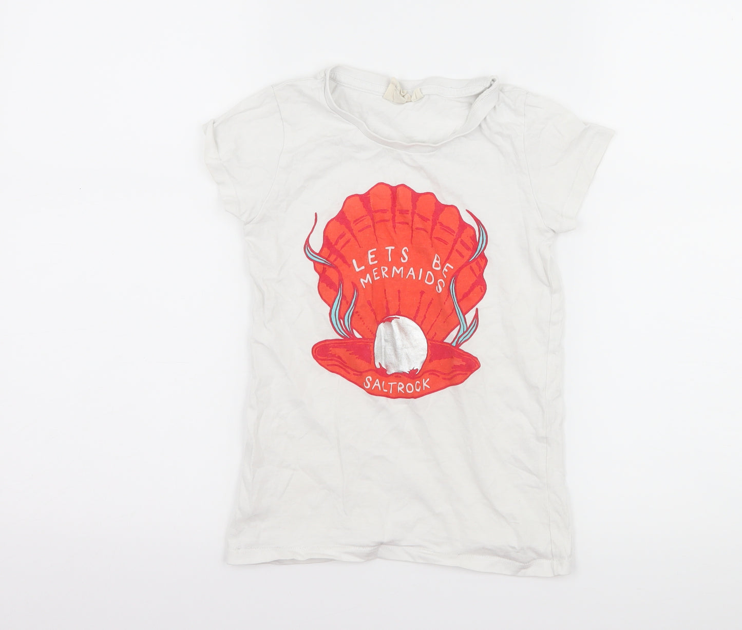 Salt Rock Girls White   Basic T-Shirt Size 6-7 Years  - Mermaid