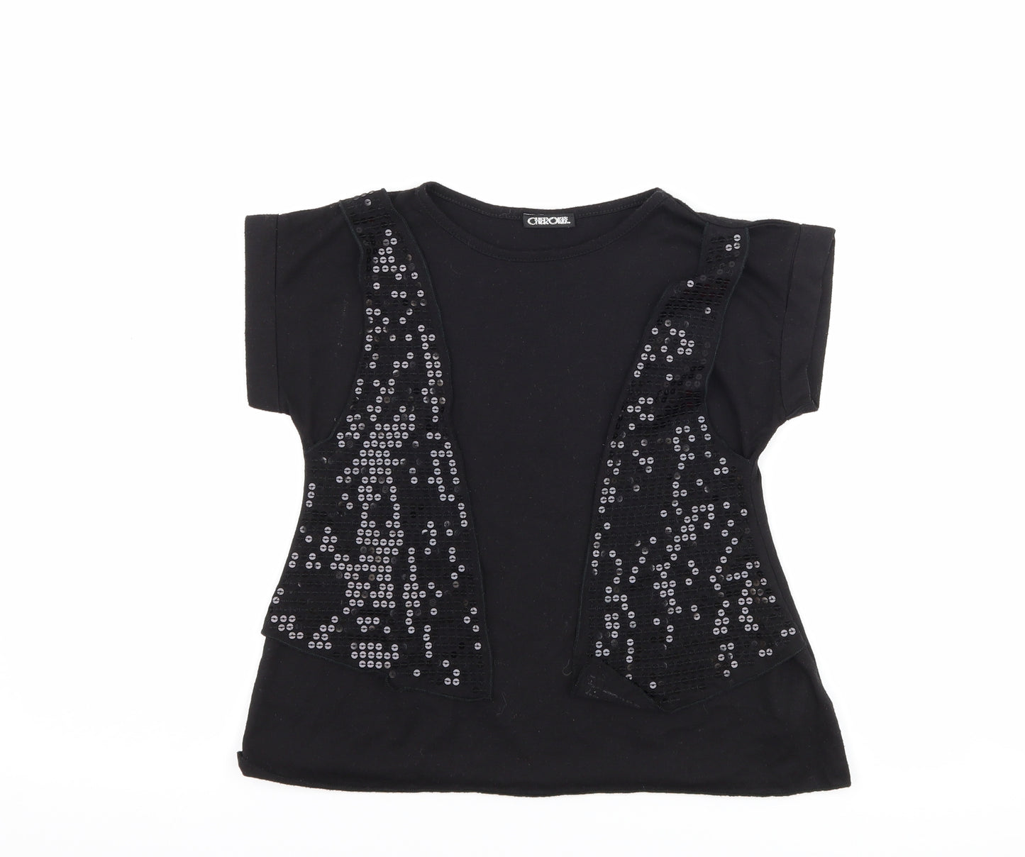 Cherokee Girls Black   Basic T-Shirt Size 6-7 Years