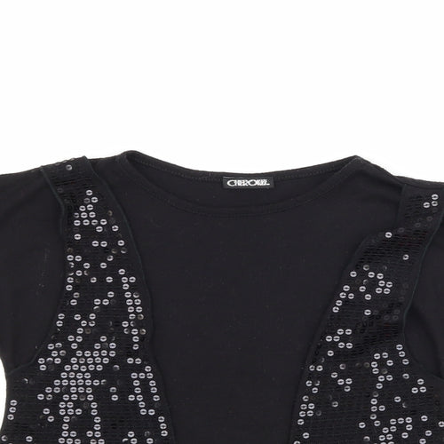 Cherokee Girls Black   Basic T-Shirt Size 6-7 Years